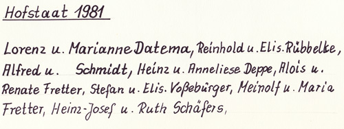 Namen des Hofstaats 1981