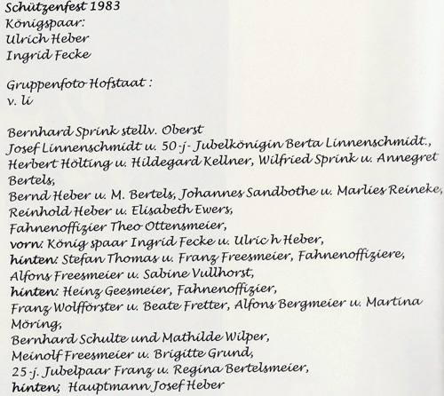 Namen des Hofstaats 1983