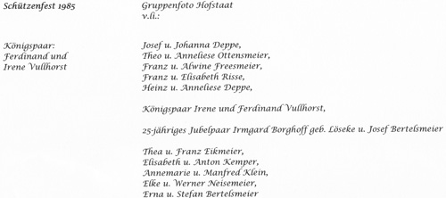 Namen des Hofstaats 1985