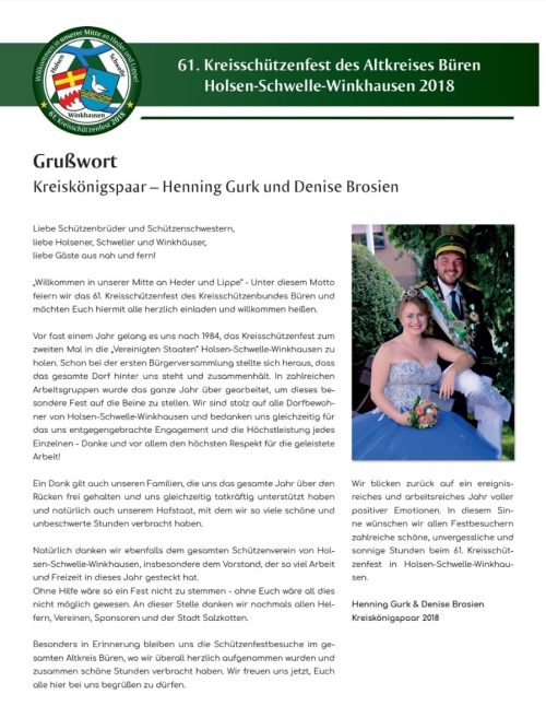 Grußworte Kreiskönigspaar 2018