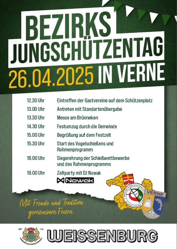 Plakat samt Programm des Bezirksjungschützentag 2025 in Verne