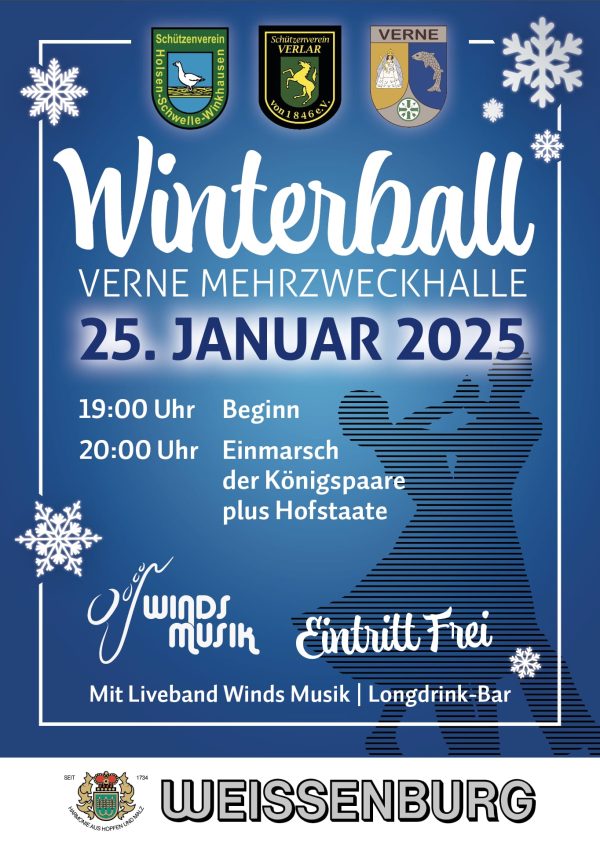 Plakat Winterball der Schützenverein aus Verne, Verlar und Holsen-Schwelle-Winkhausen in 2025